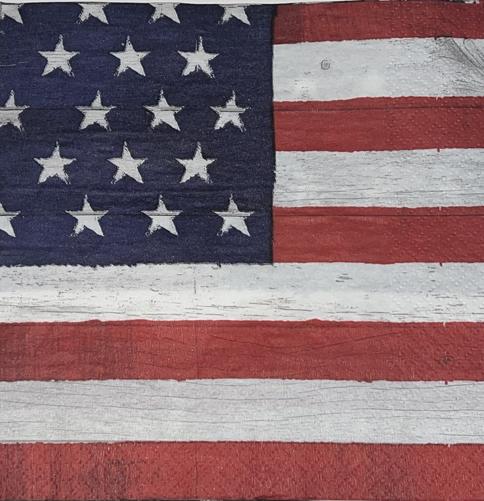 two individual patriotic Rustic RWB stars luncheon paper decoupage napkins Flag