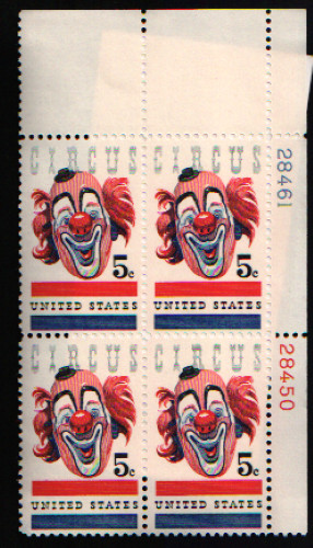 1966 5c American Circus Block of Four Scott #1309 ST095