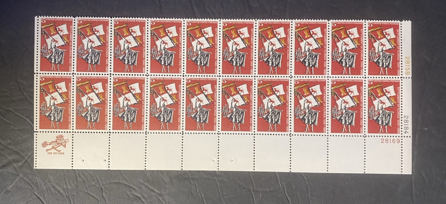SCOTT 1271 SETTLEMENT OF FLORIDA 5 cent BLOCK OF 20 POSTAGE STAMPS MNH