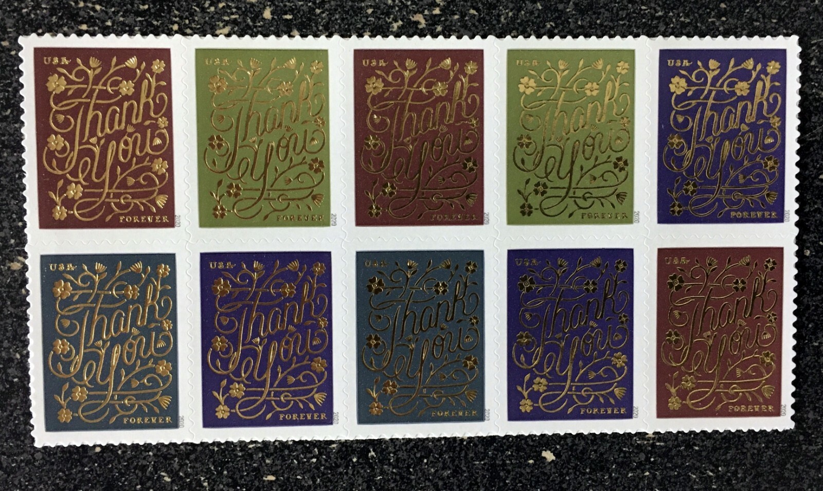2020USA #5519-5522 Forever – Thank You – Block of 10 postage