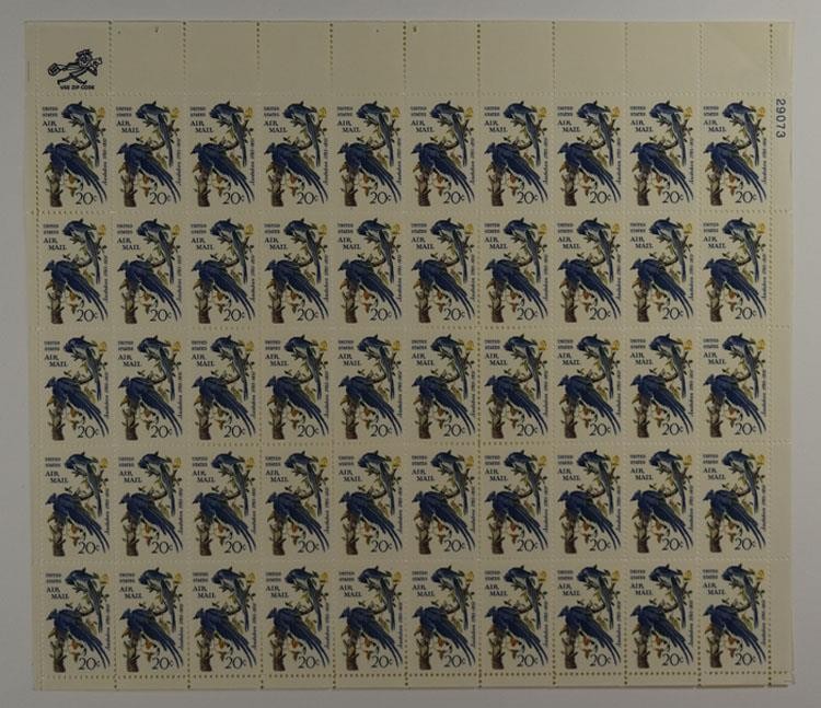 US SCOTT C71 PANE OF 50 JOHN AUDUBON 20 CENT FACE MNH
