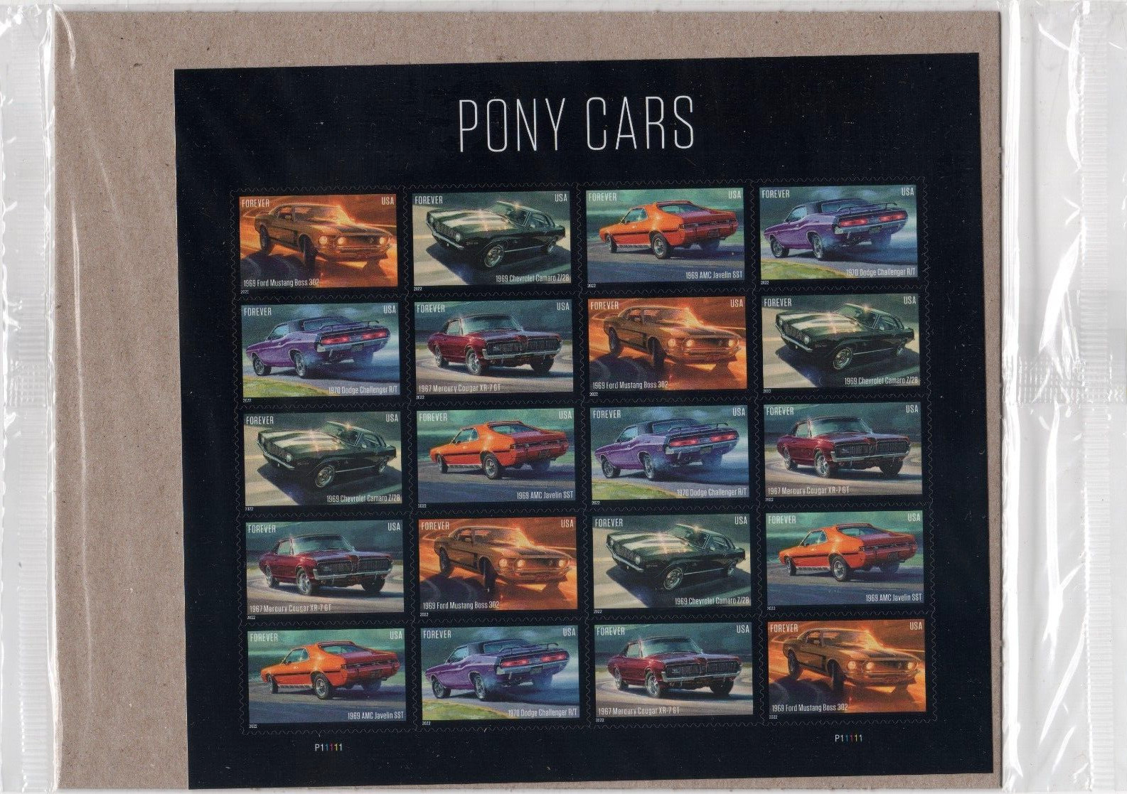 USPS Pony Cars Sheet of 20 Forever Stamps – Sealed