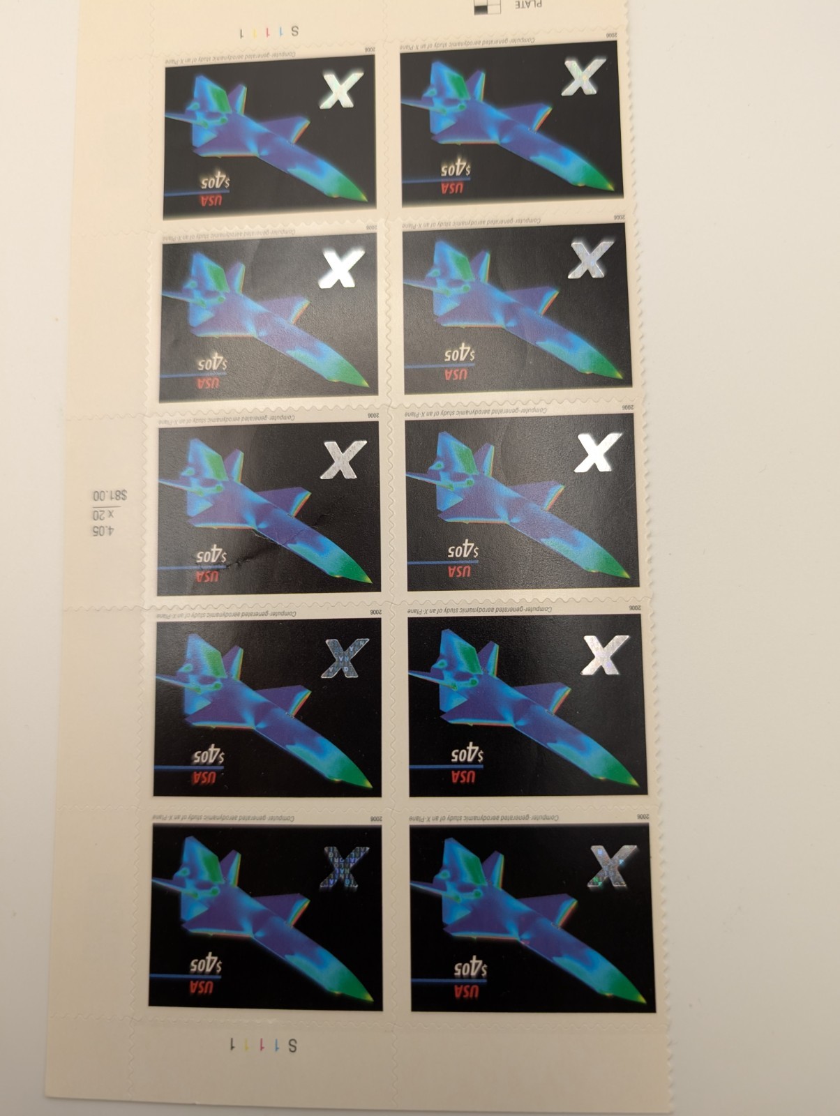 U.S. 2006 X-Plane Priority Mail Stamps Lot Of 10 MNH