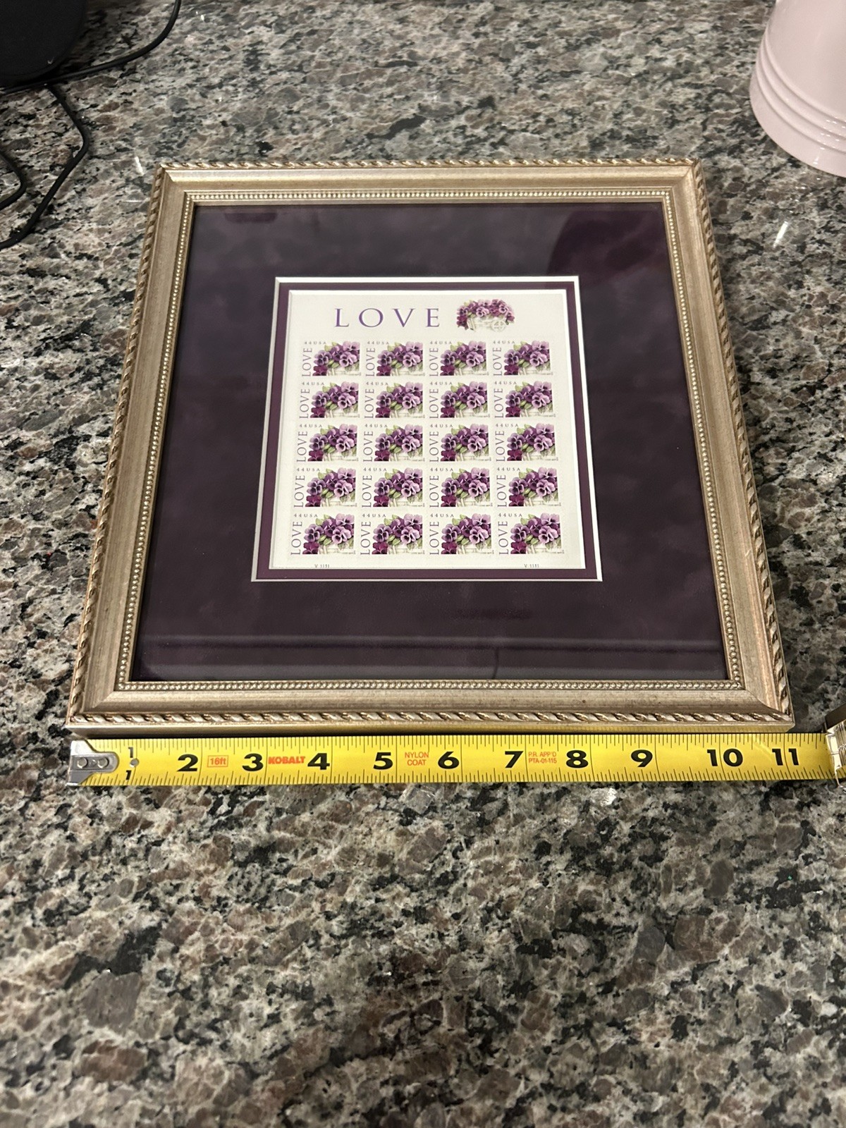Professionally Framed 20 Love: “Pansies in a Basket” US Forever Postage Stamps