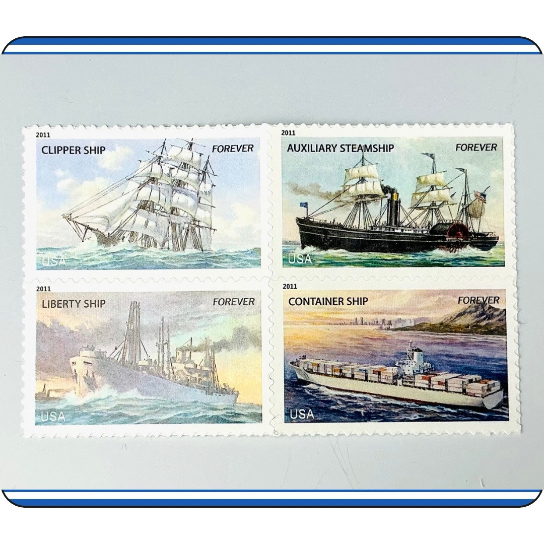 2011 Merchant Marine Clipper Liberty Container Auxiliary Ships US #4548-4551 MNH