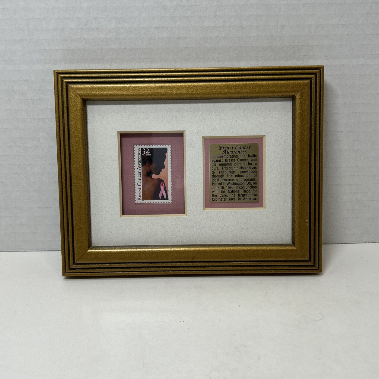 USPS 32c Breast Cancer Awareness Legacy II Edition Postage Stamp Golden Framed