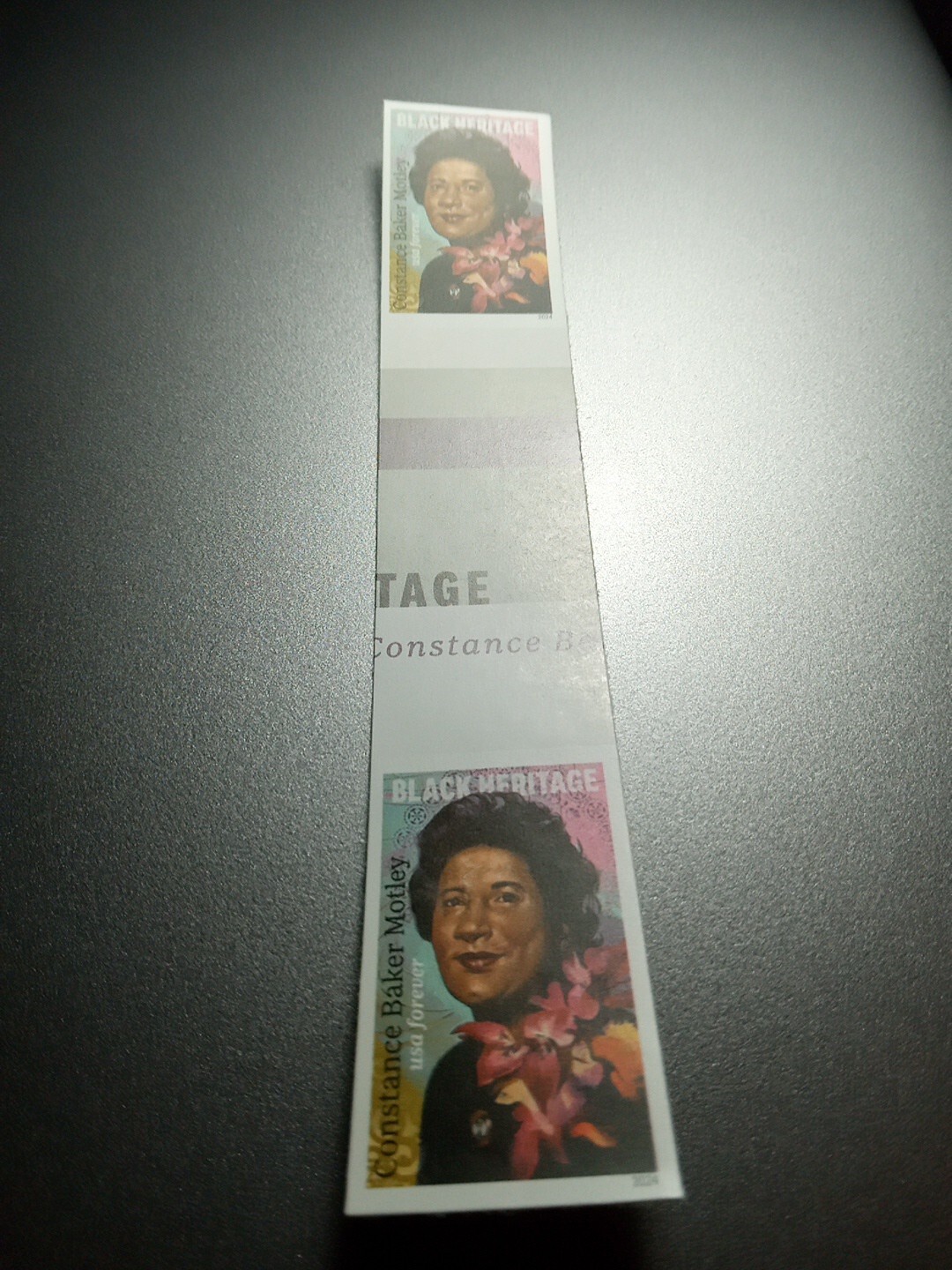 USA 2024 Sc #5830a 4ever CONSTANCE BAKER MOTLEY Imperf/NDC Gutter pair Mint