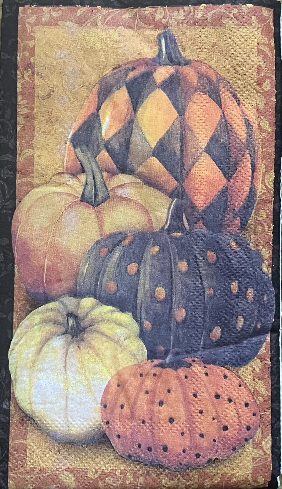 TWO Individual Paper Dinner Decoupage Napkins Pumpkins/Halloween/fall check ￼