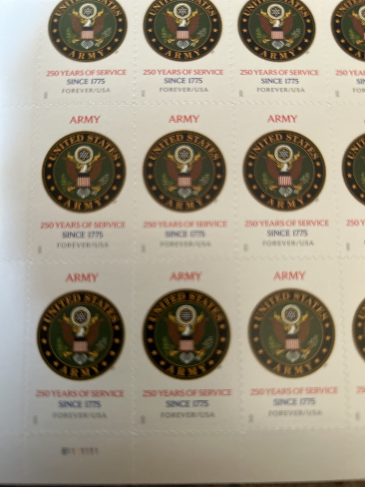 20 USPS Forever Stamps 250th Birthday Army FV $15.60 USA