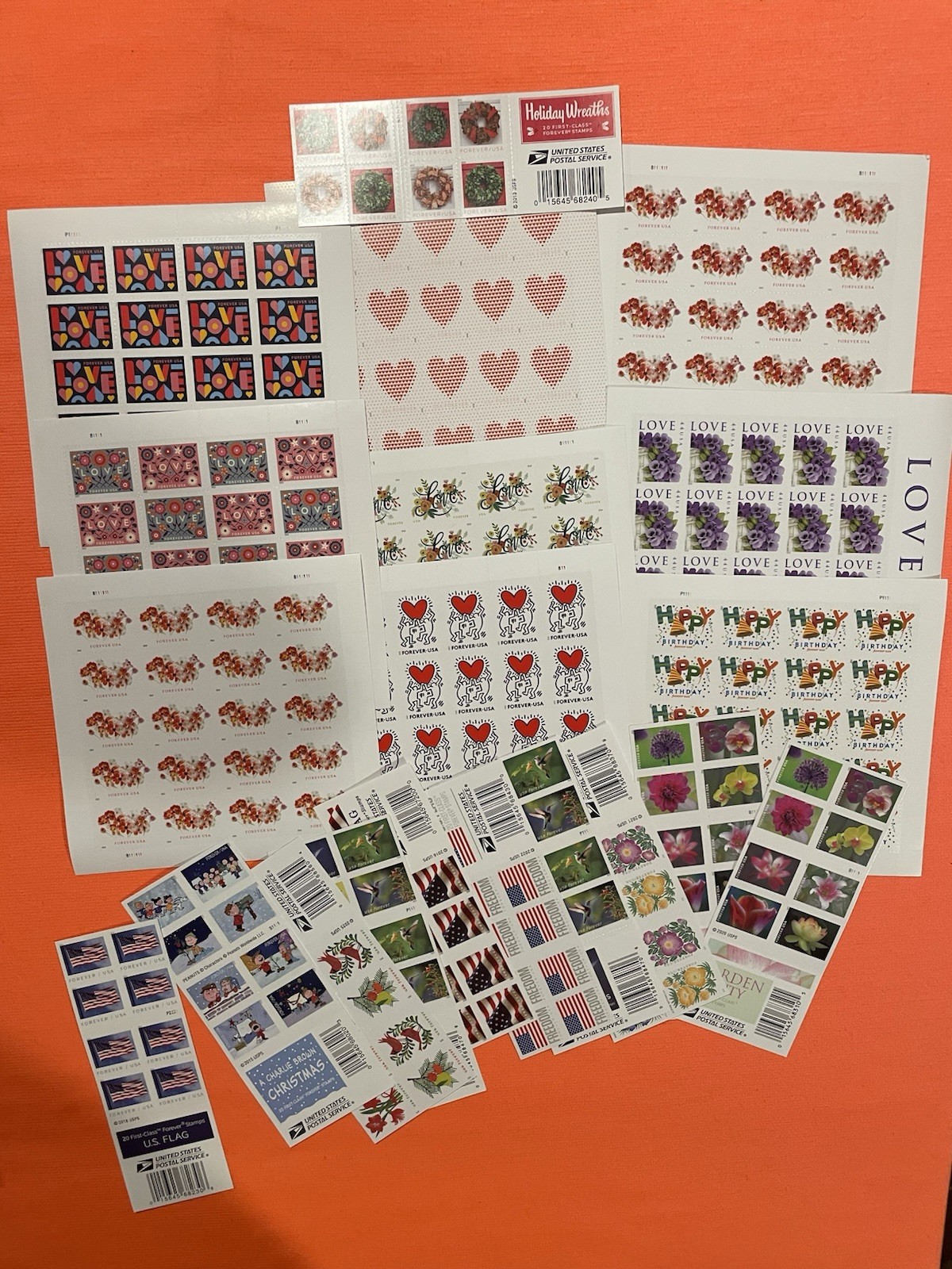 Huge USPS Forever Stamps 20 Various Booklets Of 20(200) PCS FV $312 MNH Unused