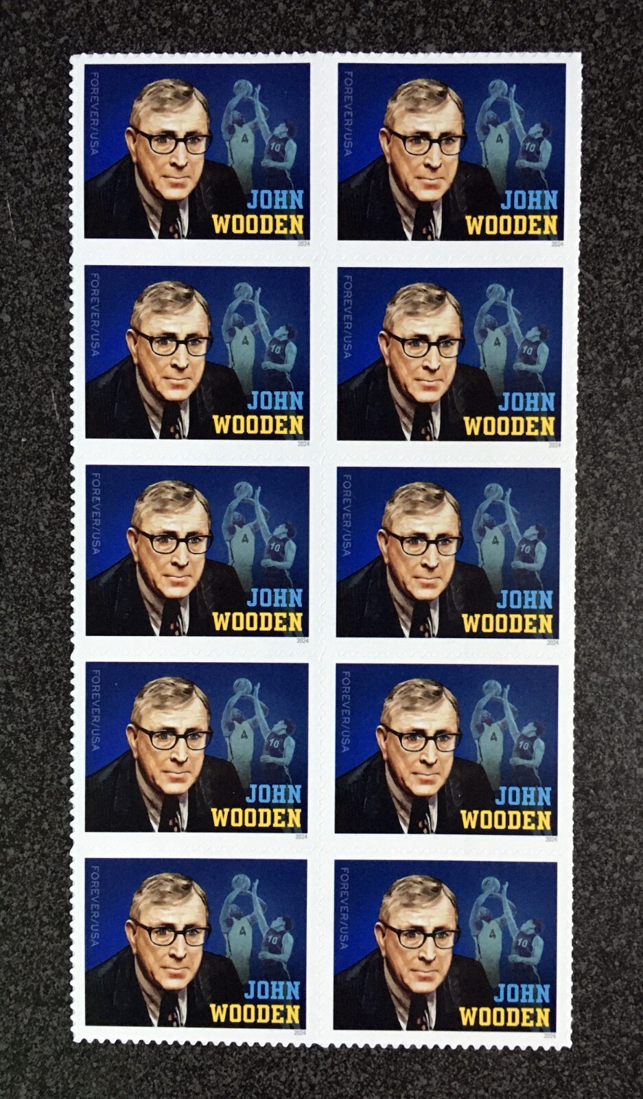 2024USA Forever John Wooden – Block of 10 mint postage basketball coach
