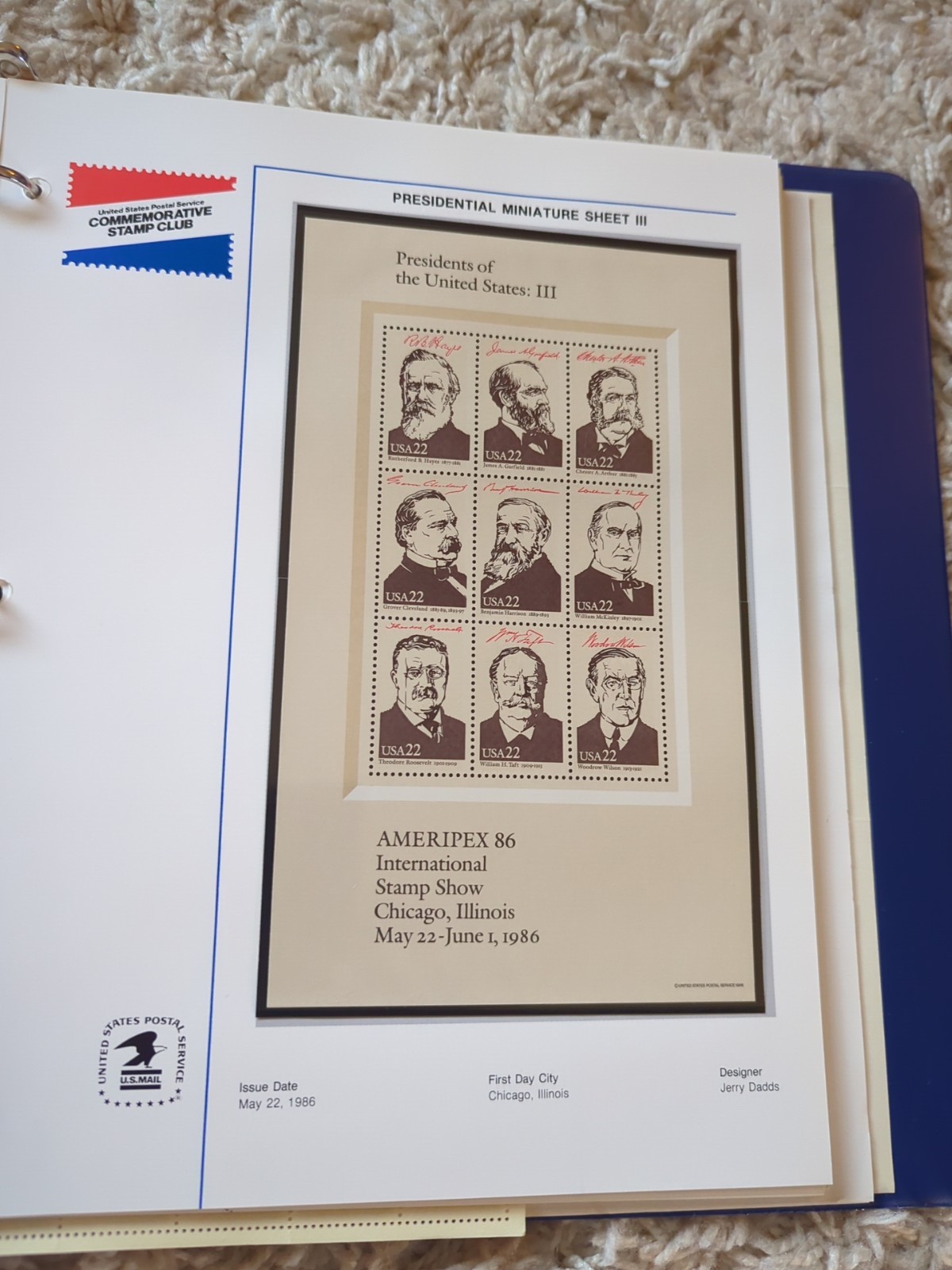 1986-1987 USPS Stamp Album – Arkansas Statehood – Christmas Contemporary Oct 23