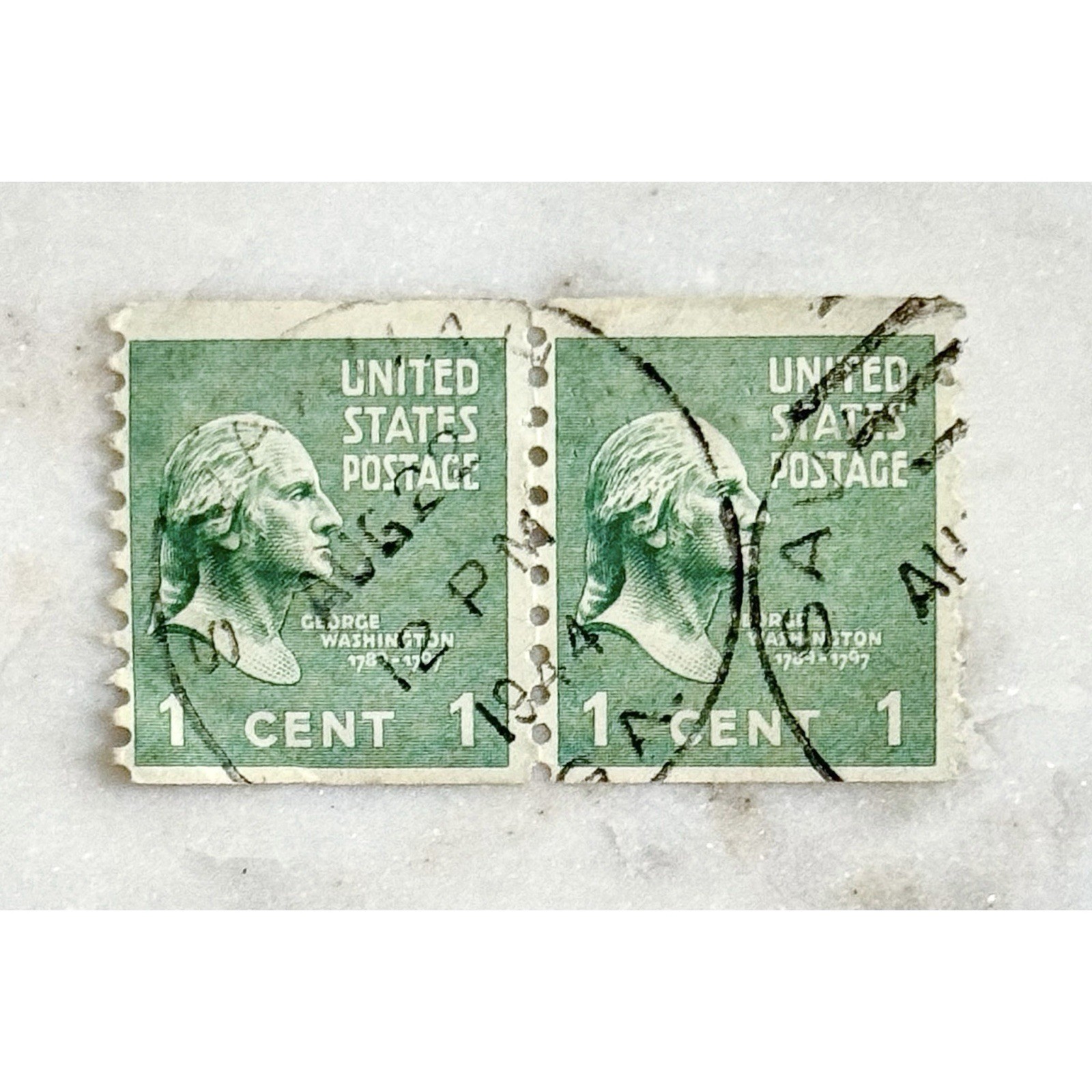 1938 George Washington 1 Cent US Postage Stamps (B)