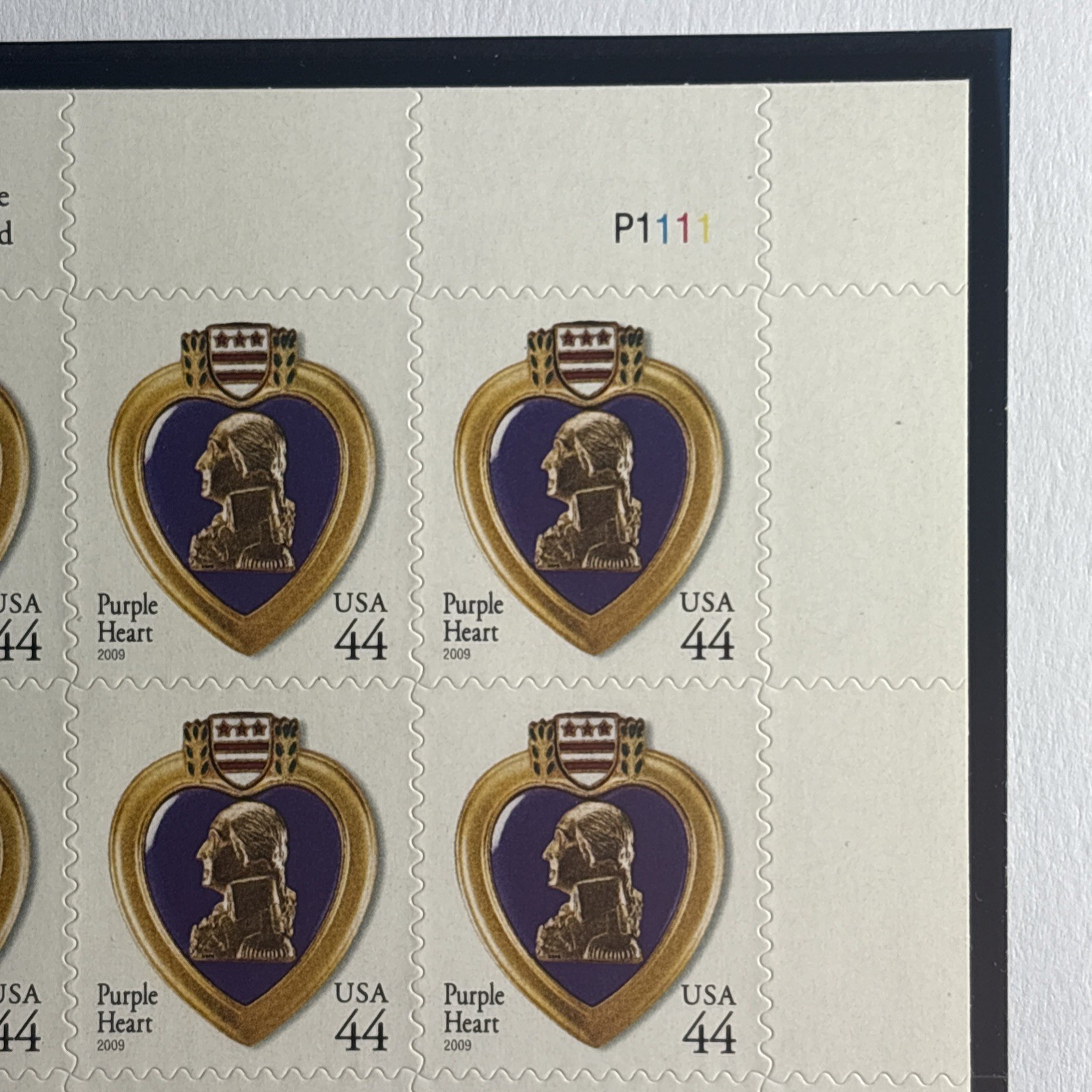 Sheet of (20) 2009 Purple Heart Stamps, $8.80 FV, Scott #4384, MNH