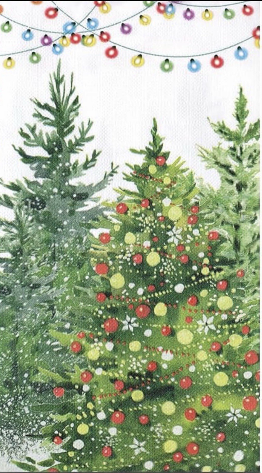 Three Paper Dinner Decoupage Craft Napkins winter/Christmas Trees Light snow