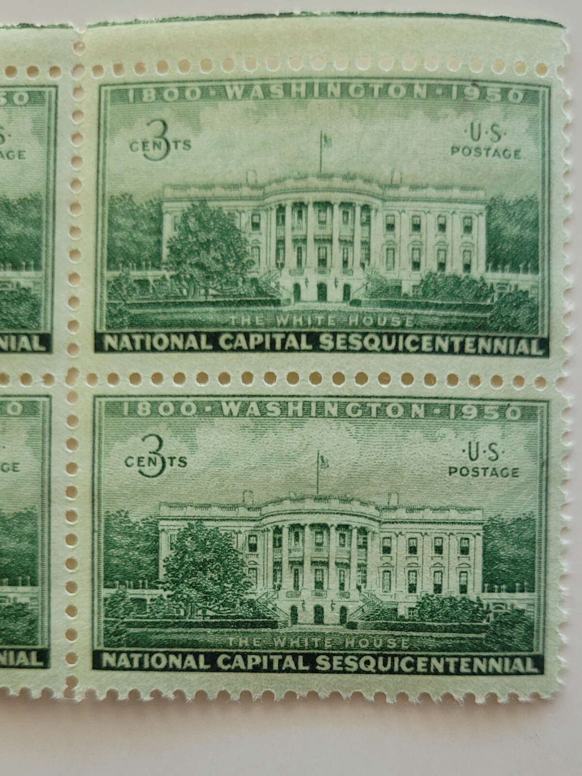 1950 US National Capital Sesquicentennial 3c Block of 4 Stamps Scott #990 MNH OG
