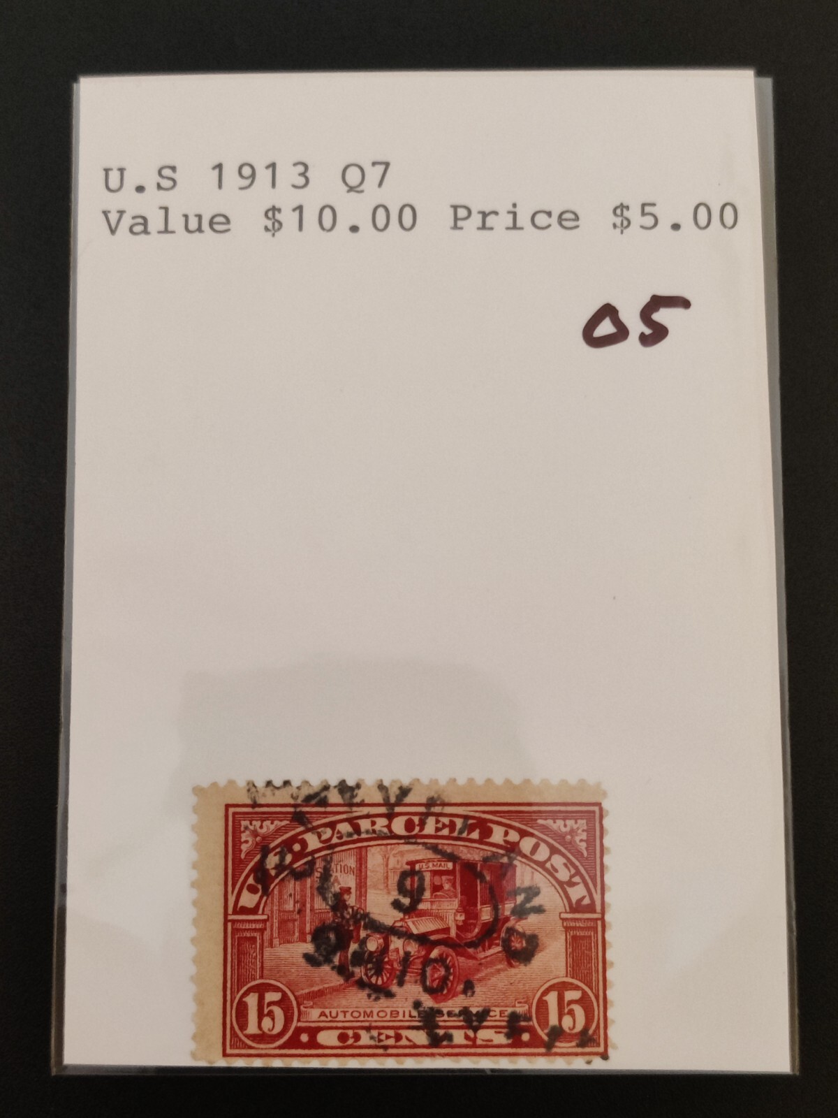US Scott Q7 15c Parcel Post Automobile 1913 Used
