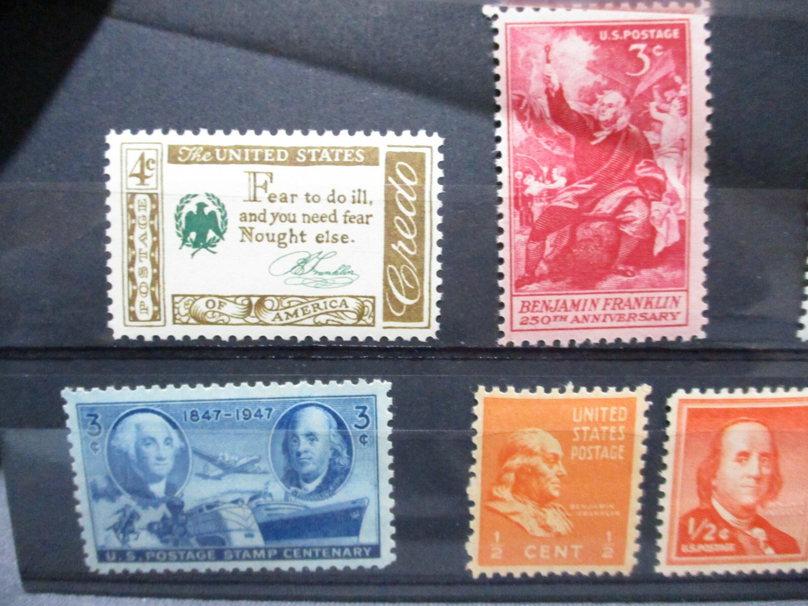 Benjamin Franklin Commemorative Stamp Set 7 Unmounted Mint half 3, 4, 7 13 cents
