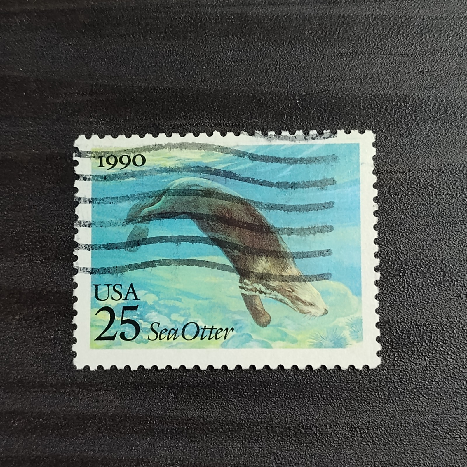 1990: 25 Cents, Sea Creatures: Sea Otter, Scott #2510 – Vintage USA Stamp