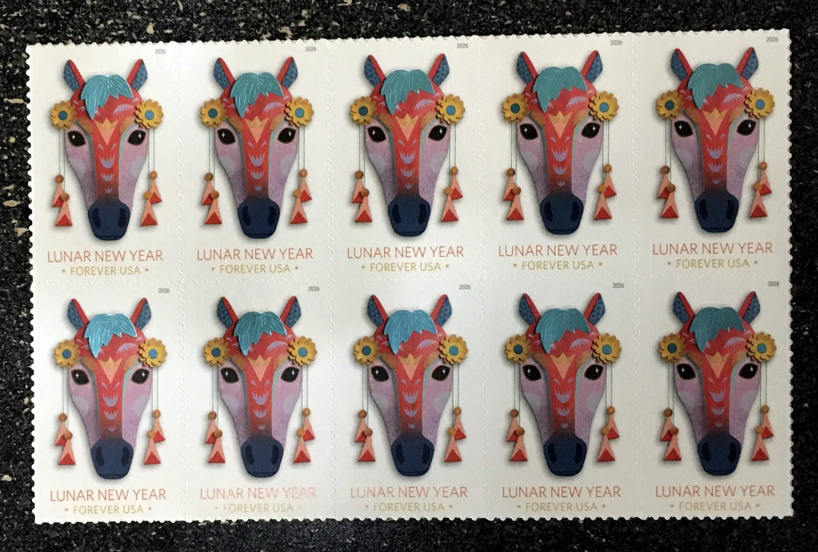 2026USA #6054 Forever Lunar New Year of the Horse – Block of 10 From Sheet mint