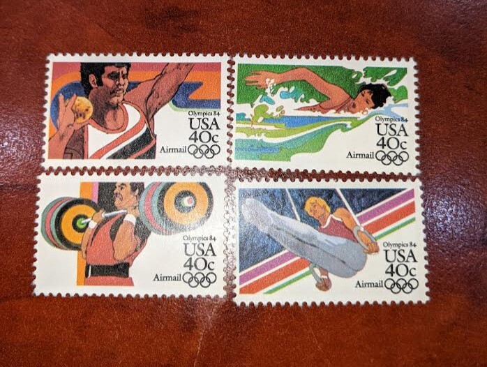 Four Olypmic 1984 USA 40 cent Stamps, OG.