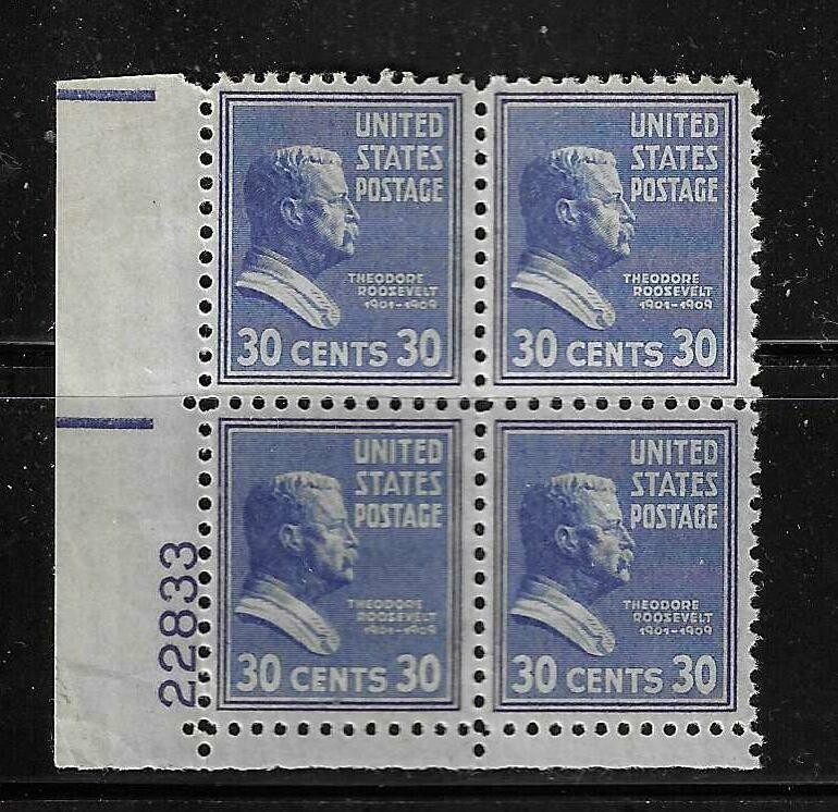 USA SC # 830 Theodore Roosevelt / Presidential Issue 1938 . MNH