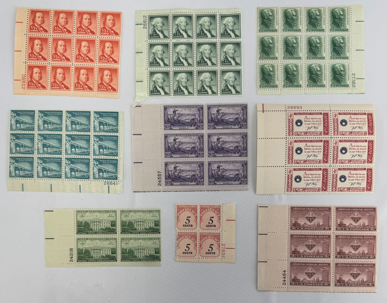 Vintage stamps US Plate Blocks 1950-1959 Liberty Series & Commemoratives