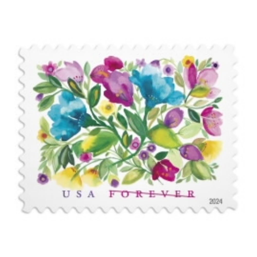 Celebration Blooms Forever Postage Stamps – Sheet of 20, USPS Floral Design, #58