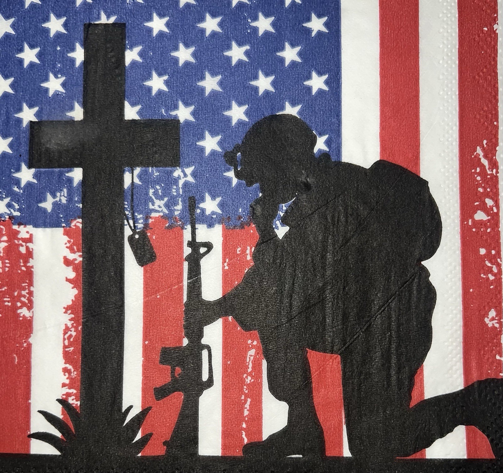 Three Paper Luncheon Decoupage Napkins Honor The Brave Soldiers/cross/Faith 4th