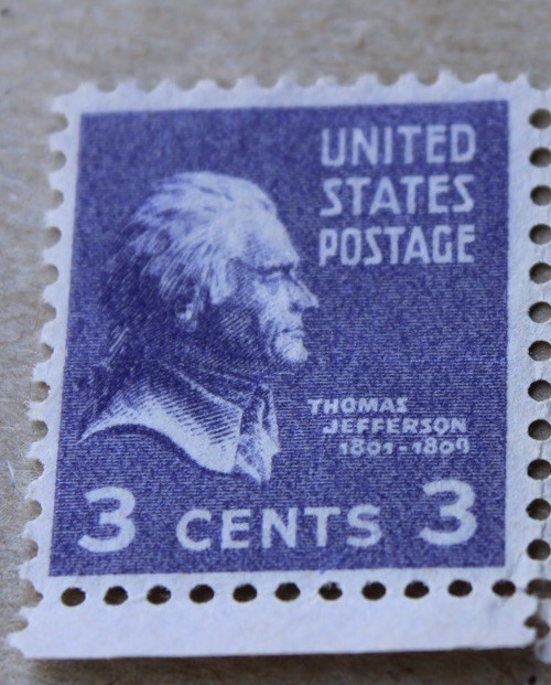 Vintage Rare 1932 Violet Thomas Jefferson 3 Cent US Postage Stamp Mint 1801-1809