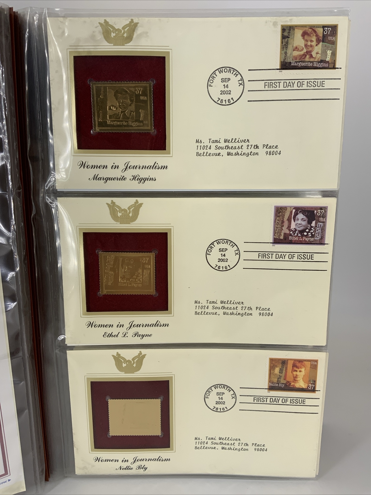 * 22k GOLD stamps Lot Of 26 Postal Commemorative Sosiety 2002-03