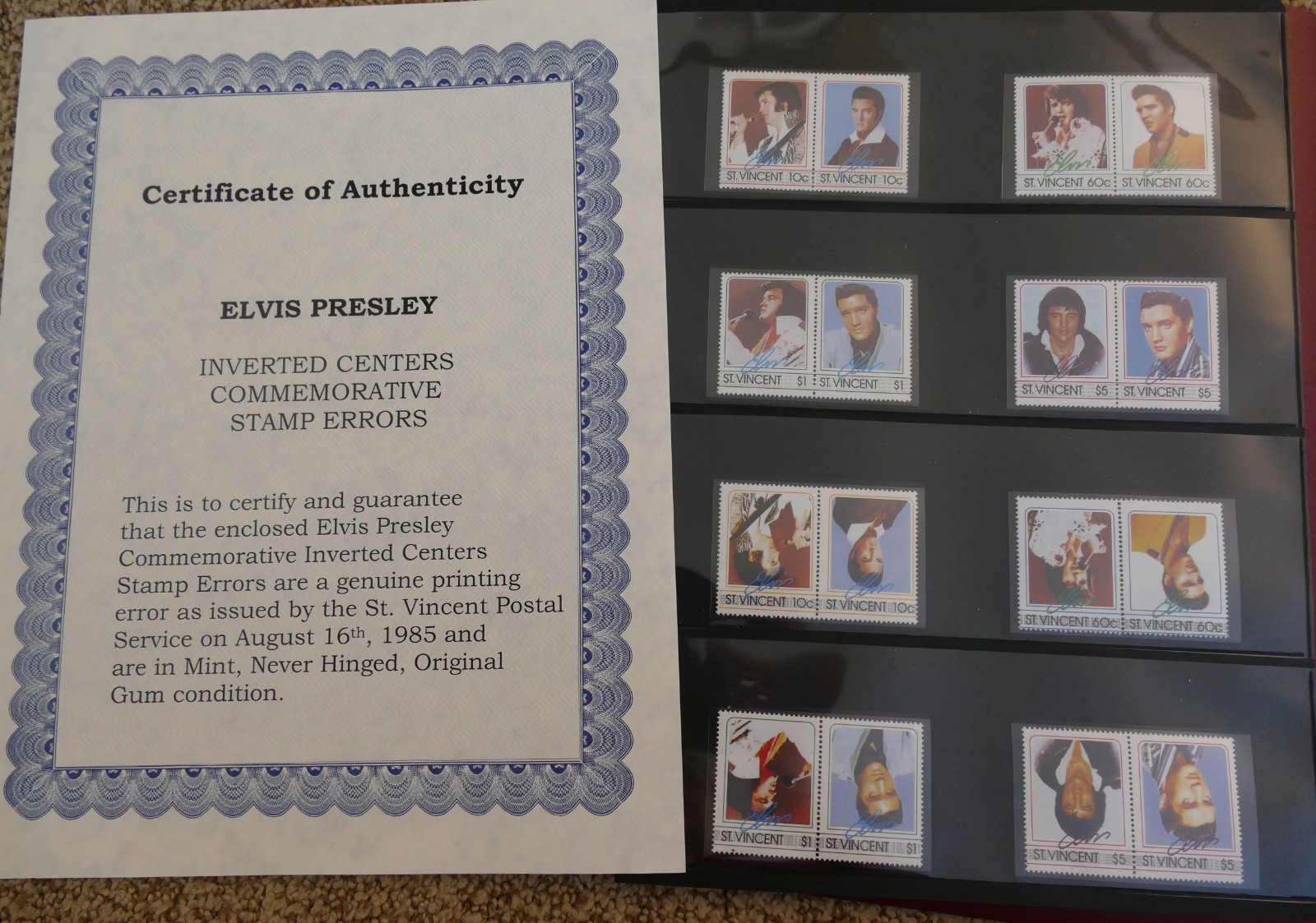 Franklin Philatelics LLC Modern Commemorative Stamp Error Sheets Elvis Presley
