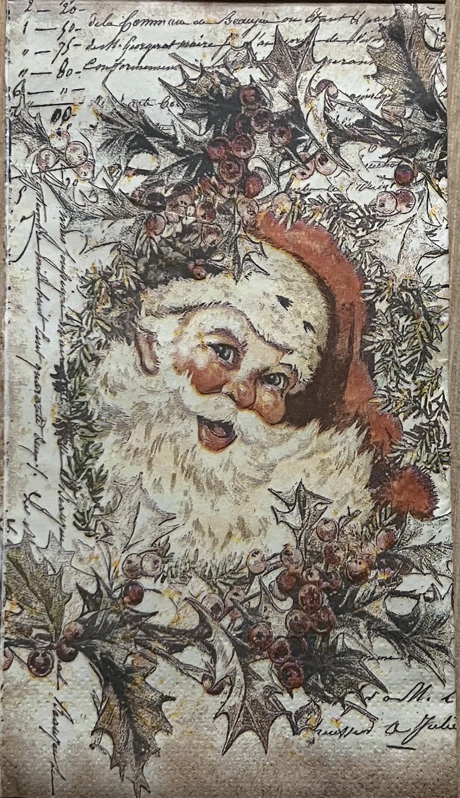 Three Individual paper dinner Decoupage napkins Vintage Santa Christmas–Retro