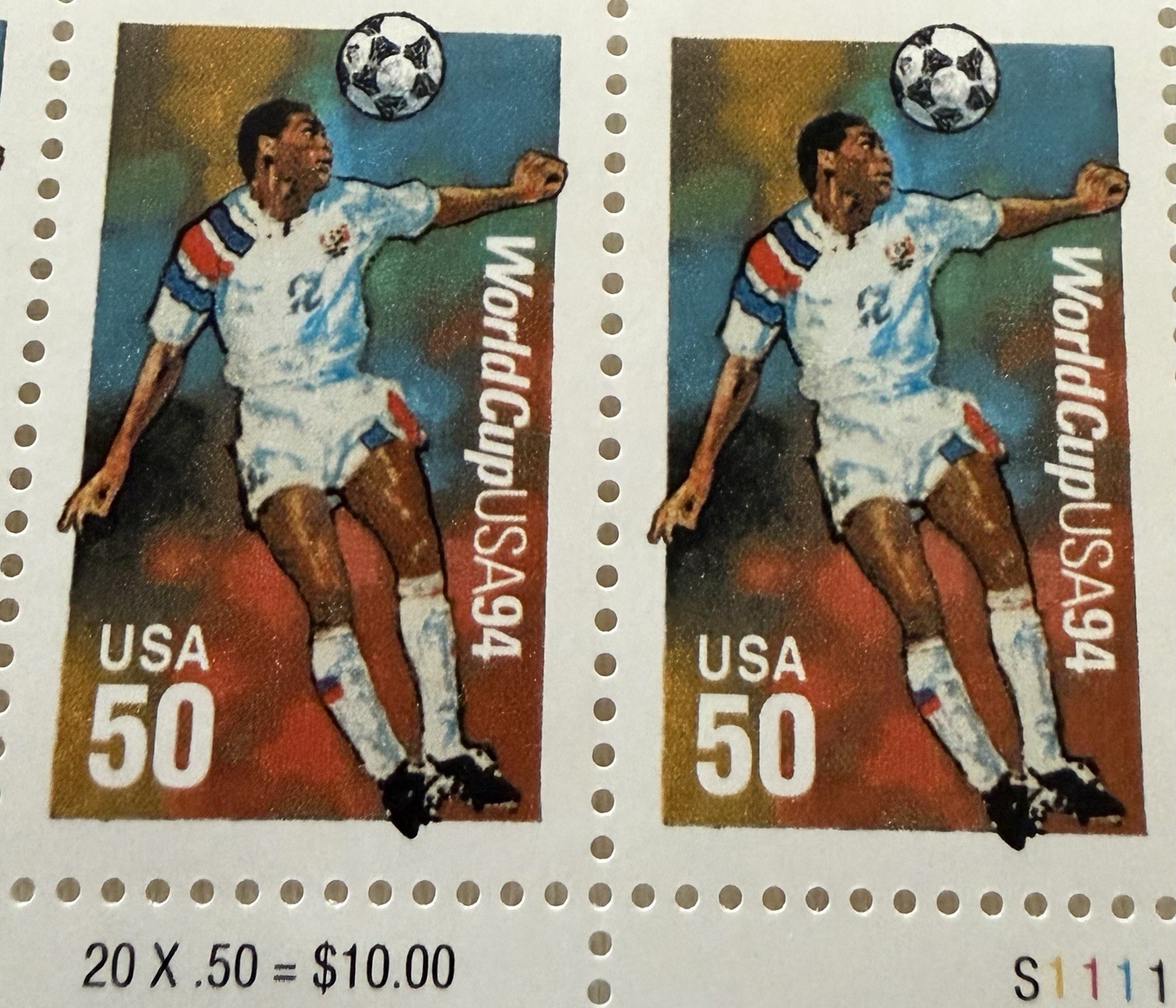 USPS Lot Of 10 World Cup USA 1994 Vintage 50 Cent Stamps MNH