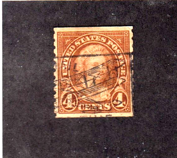 US # 601 COIL BY PLANE HANDSTAMP 1923 19H60