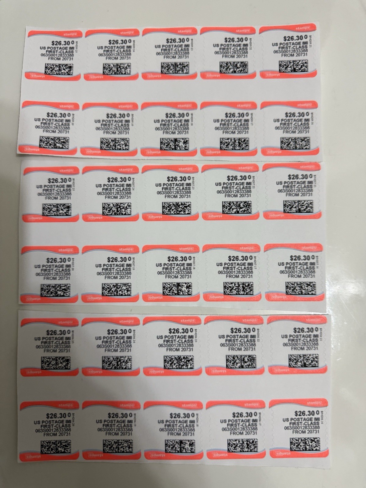 Discount Stamps Large Size Flat Rate Box $26.30 Face Value.
