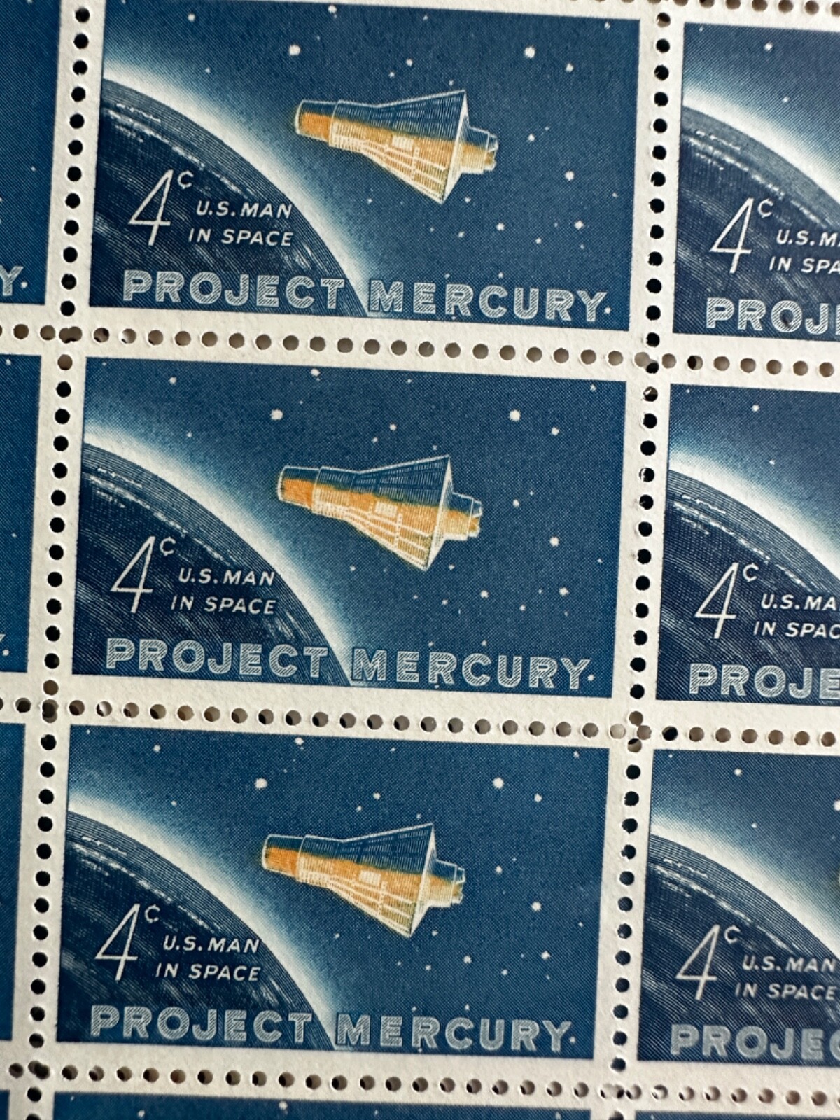 1961 Project Mercury U.S. Space Stamps 5 Mint Sheets of 50 4 Cent Stamps RARE