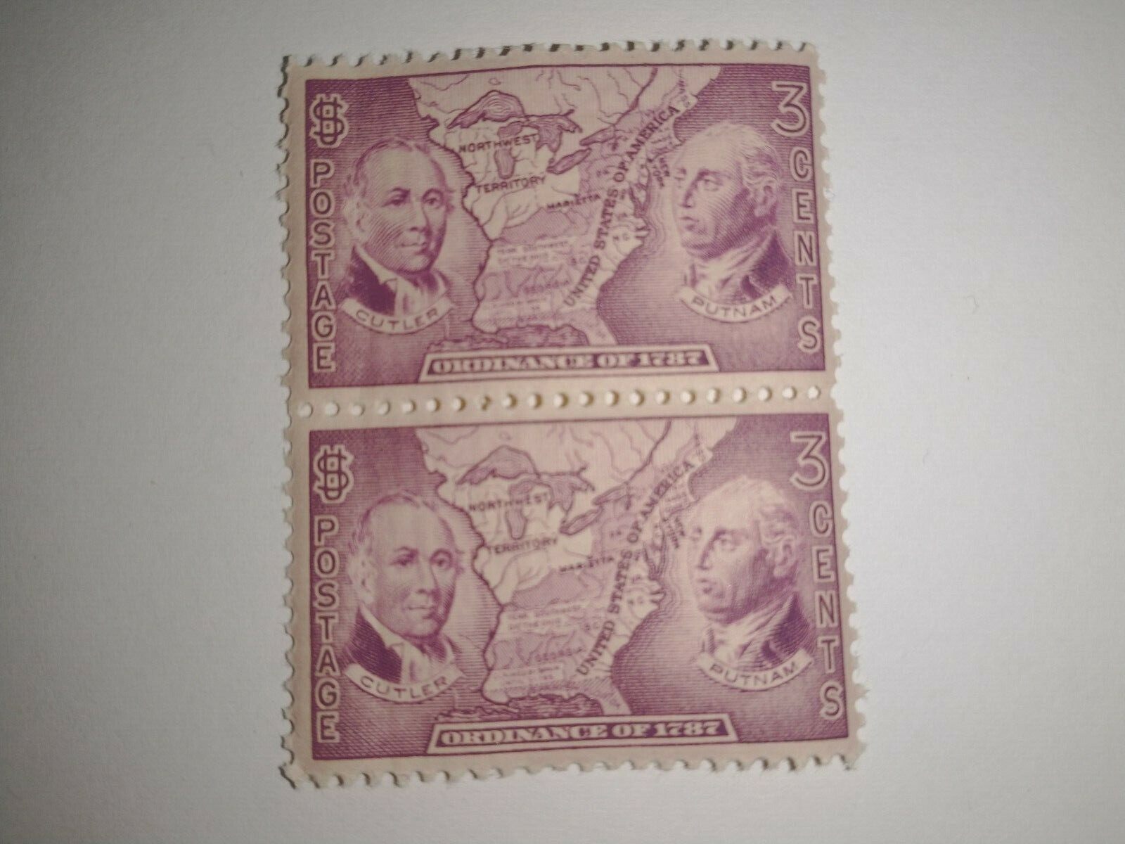 1937 US Scott #795 Vertical Pair – 3 Cent NW Territory Ordinance UNUSED FREE SHP