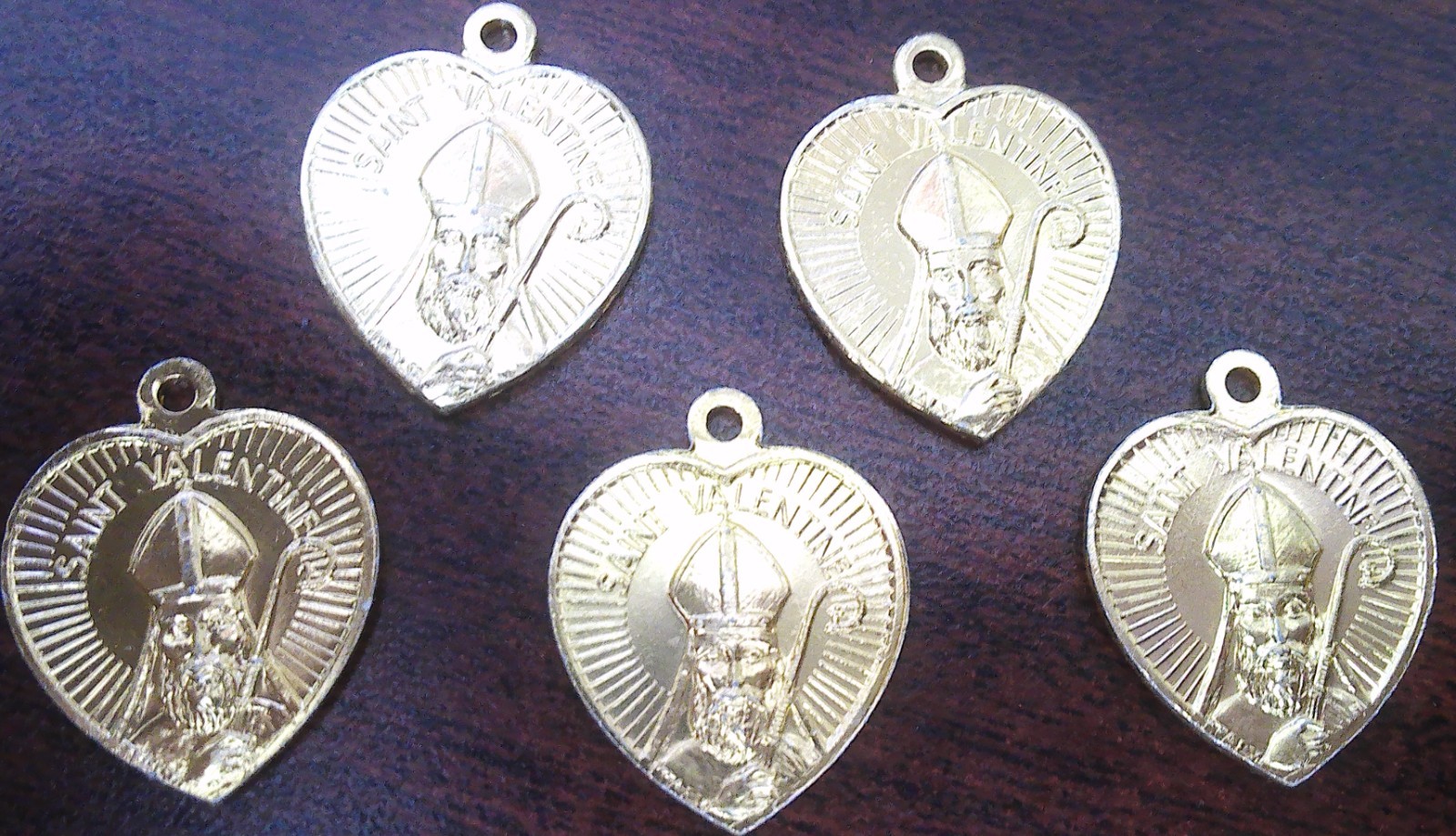 Lot of 5 Gold medallion St Valentine Patron of lovers marriage