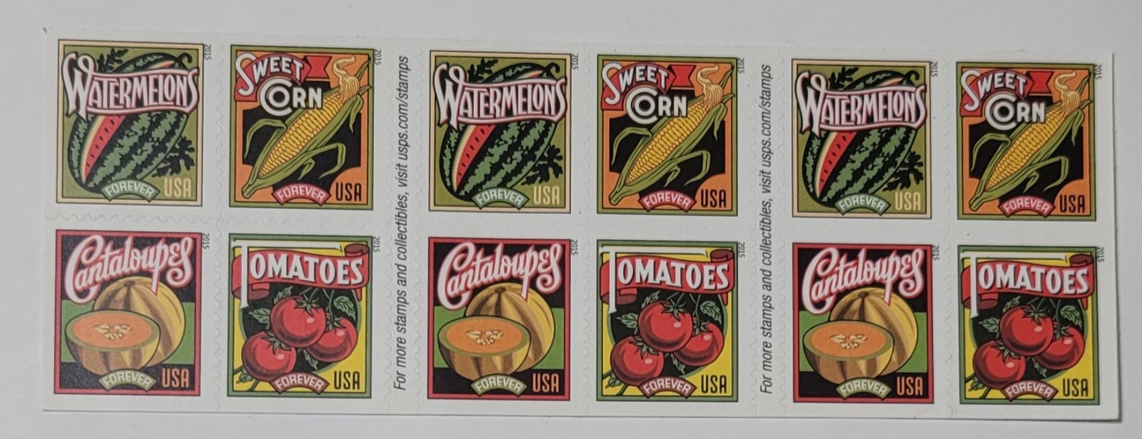 Mint US Summer Harvest Booklet Pane of 20 Forever Stamps Scott# 5004-5007b (MNH)