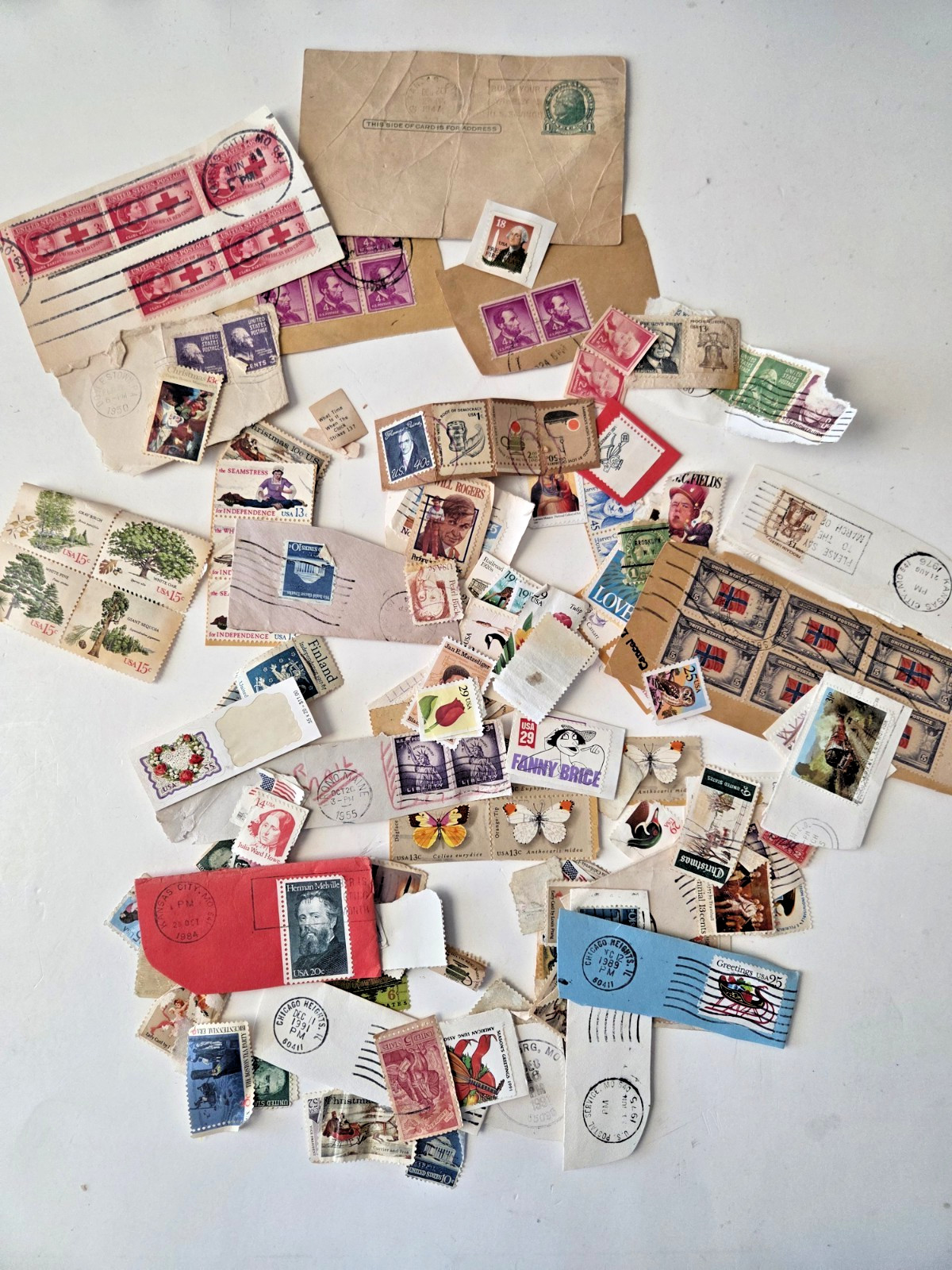 Vtg US Stamps & Foreign Loose Stamps Lot & Unused Sheets MNH 1960s Cagney Monroe