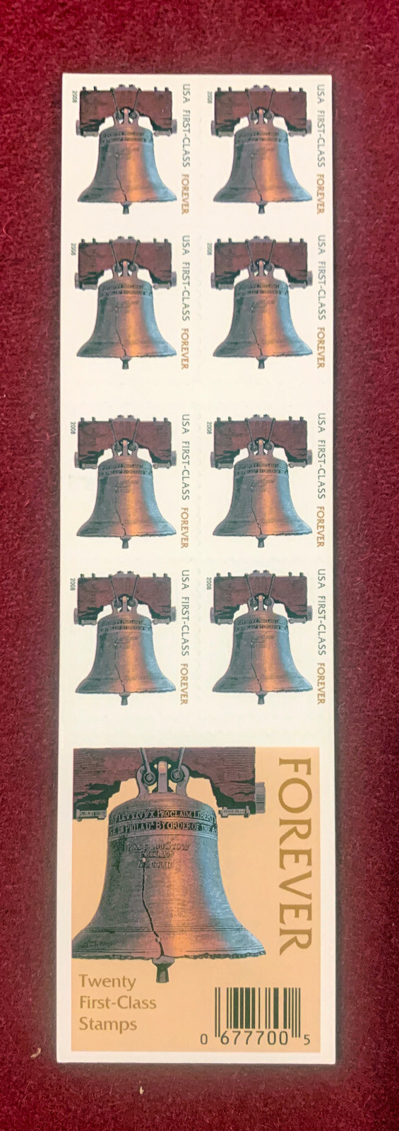 LIBERTY BELL (#4125b) FOREVER Stamps 2008 – Booklet 20 US Stamps (MNH)