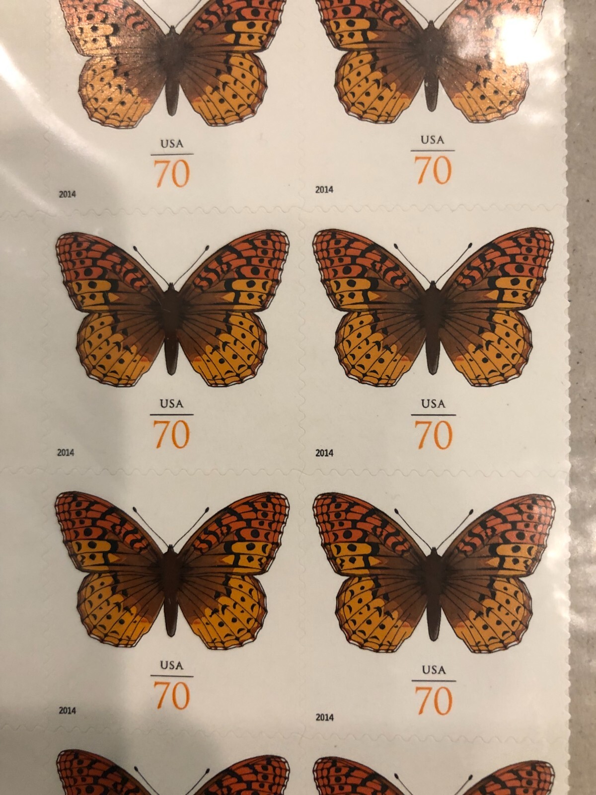 Scott # 4859-Great Spangled Fritillary butterfly. Block (10). 70 c stamps. MNH