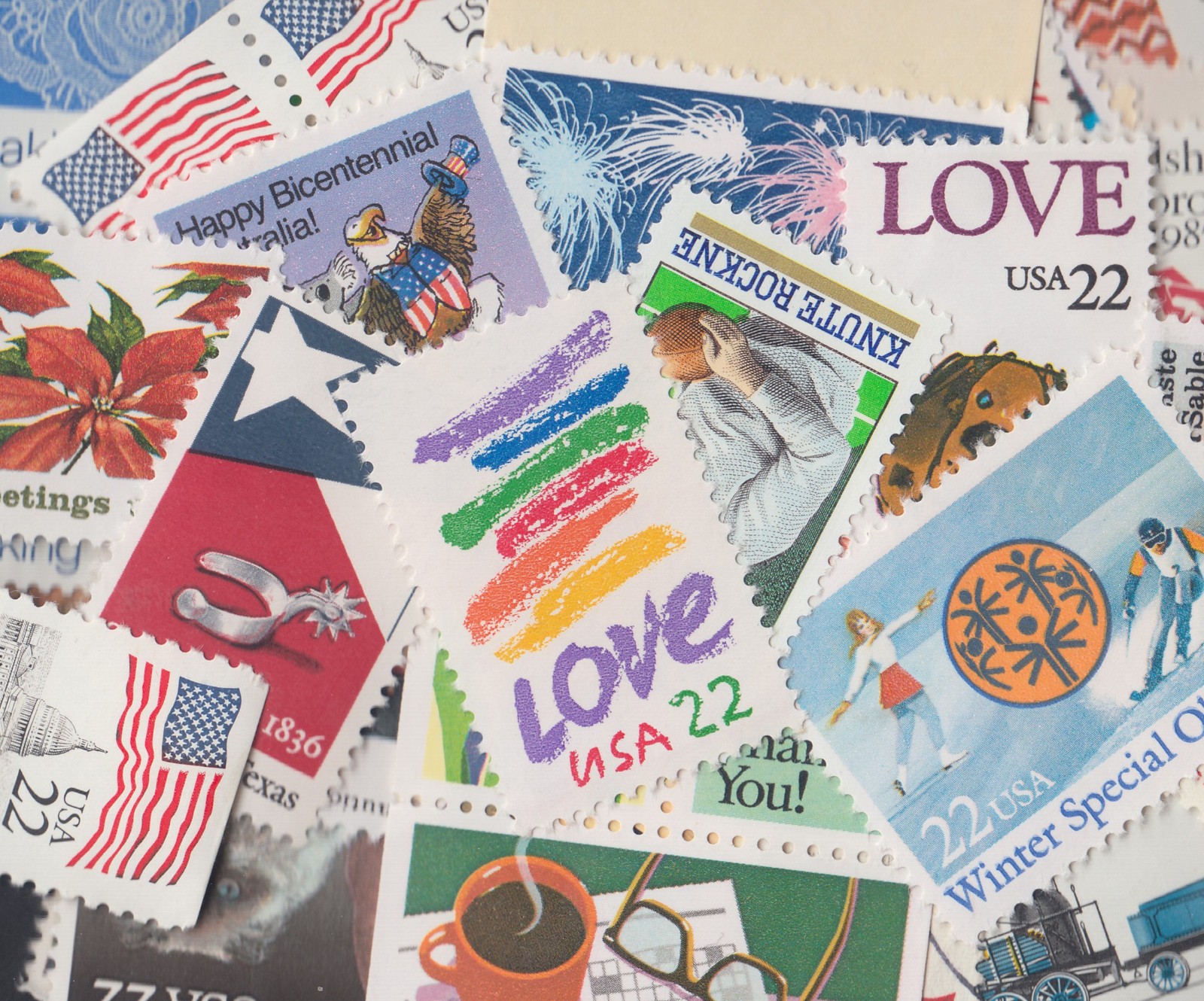 US Discount Bulk Postage – $22 Worth of 22 Cent Stamps – 100 Stamps Below Face!