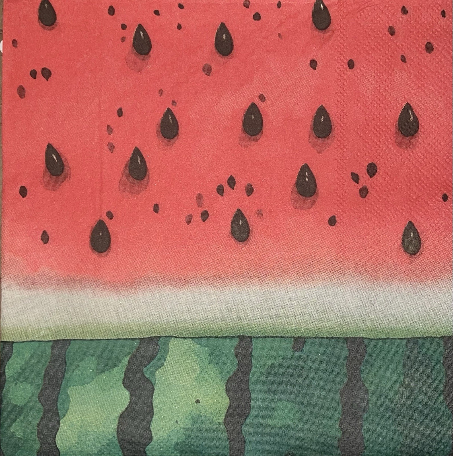 Three Individual Paper LUNCHEON Decoupage Napkins /fruit/red /Green Watermelon