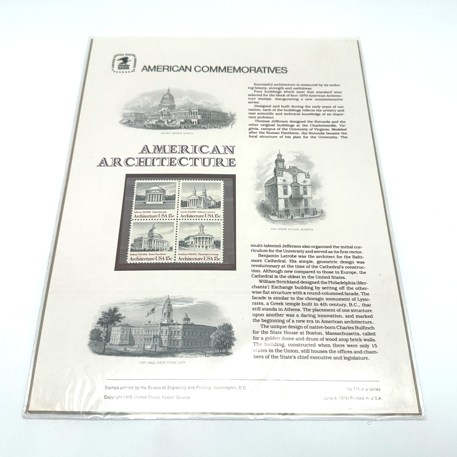 1979 USPS American Architecture – Official Commemorative Stamp Sheet