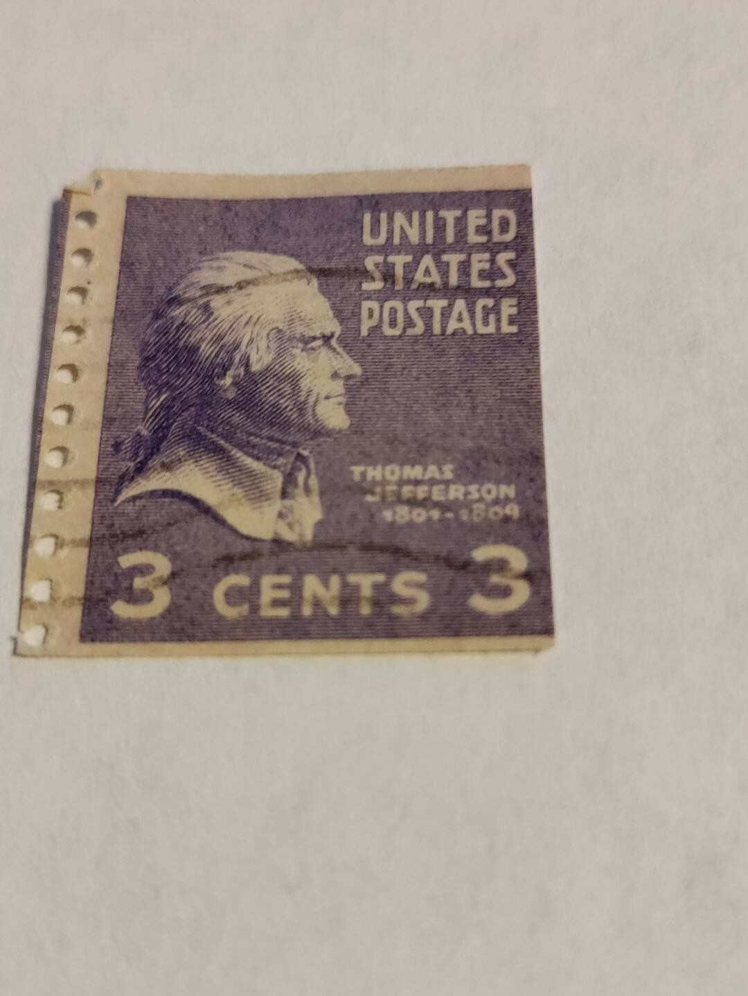 Thomas Jefferson 1801-1809 3 cent purple stamp, very nice condition, wow