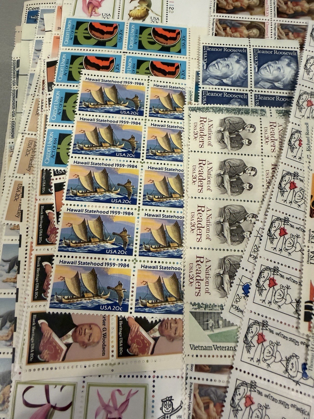 Lot of US STAMP PARTIAL SHEETS $250.15 FACE VALUE ALL FULL GUM POSTAGE!