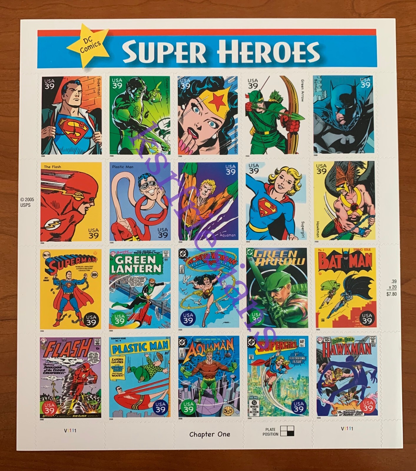 2006 US 39 CENT Postage DC COMICS SUPER HEROES Stamp Sheet #4084 MNH