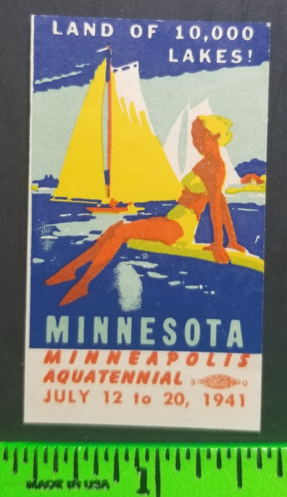 Vintage 1941 Minnesota Land of Lakes Poster Stamp